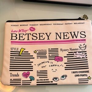 Betsey Johnson Pink Graphic Clutch